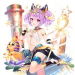  1girl ancient_egyptian ancient_egyptian_clothes commentary_request flat_chest holding holding_staff mayachi_(amuriya) melo_(uchihime) purple_hair red_eyes short_hair short_twintails sphinx staff twintails uchi_no_hime-sama_ga_ichiban_kawaii 