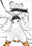  :3 animal_print areola_slip bedroom clothes_lift covering_privates greyscale highres holding holding_sex_toy ju_fufu juice kunitoro_(artist) mesugaki monochrome navel nipple_slip nipples non-web_source pussy pussy_juice selfie sex_toy simple_background sweat teasing tiger_print zenless_zone_zero 