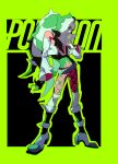 1boy absurdres azisaiharumaki56 boots commentary_request full_body gloves green_outline high_contrast highres long_hair long_sleeves male_focus multicolored_hair outline piers_(pokemon) pokemon pokemon_(creature) pokemon_swsh ponytail solo standing two-tone_hair 