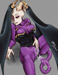 bodily_fluids bodysuit_aside bone breasts ectovagina female hi_res horn humanoid looking_at_viewer masturbation messy_tail monster purple_body raised_wings skeleton solo succubus tail tail_fetish tail_masturbation tail_play vaginal vaginal_masturbation wings zeryxis