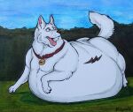  bolt_(bolt) bolt_(disambiguation) bolt_(film) canid canine canis disney domestic_dog feral german hi_res invalid_tag kolejarz245 male mammal overweight shepherd solo stuffing weightgain white 