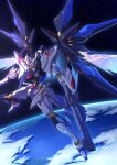  absurdres beam_rifle commentary_request earth_(planet) energy_gun energy_wings glowing glowing_wings gun gundam gundam_seed gundam_seed_freedom highres holding holding_gun holding_weapon ka_ki_o mecha mecha_focus mechanical_wings mobile_suit no_humans planet robot science_fiction seed space strike_freedom_gundam strike_freedom_gundam_type_ii v-fin weapon wings yellow_eyes 