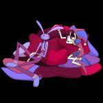 1:1 4_fingers absurd_res anthro arm_grab duo ear_grab eye_contact female fingers glitch_productions half-closed_eyes hi_res humanoid jax_(tadc) lagomorph larger_male leporid looking_aside looking_at_another male mammal narrowed_eyes neutral_expression pillow pomni_(tadc) rabbit relaxing screaming_alice size_difference smaller_female smile the_amazing_digital_circus