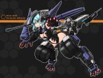  1boy 1girl :o black_leotard blue_eyes blue_hair breasts character_name clothing_cutout copyright_name eyebrows_visible_through_hair giant giantess hexa_gear highres leotard looking_at_viewer mecha_musume navel open_hands pawn_a1 personification rayblade_impulse shoulder_cannon solo_focus stomach_cutout takoyakin underboob wheel 