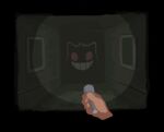  flashlight gengar grin hands haunted holding holding_flashlight plainwhite pokemon pokemon_(creature) red_eyes smile teeth 