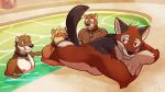 anthro anthro_on_anthro bath bathhouse black_nose bodily_fluids brown_body brown_fur butt canid canine canis collar collar_only echo_(game) echo_(series) echo_project eyes_closed fangs fur group hi_res interspecies leo_alvarez licking licking_lips licking_own_lips male male/male male_rimming_male mammal mustelid nipples nude nude_anthro nude_male otter red_body red_fur red_wolf rimming_male saliva size_difference tail teeth tongue tongue_out ventkazemaru water white_body white_fur wolf