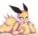  2021 5_fingers anthro anthro_focus anthrofied areola big_breasts black_body black_fur breast_play breasts butt duo eeveelution erection eyelashes faceless_character faceless_human faceless_male female female_focus fingers fur genitals hand_on_breast hi_res huge_breasts human human_on_anthro interspecies jolteon licking lying male male/female mammal multicolored_body multicolored_fur nachan neck_tuft nintendo nipples nude on_front open_mouth oral penile penis penis_lick pink_nipples pok&eacute;mon pok&eacute;mon_(species) pok&eacute;morph pok&eacute;philia sex simple_background solo_focus titfuck tongue tongue_out tuft video_games white_background white_body white_fur yellow_body yellow_eyes yellow_fur 