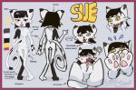  anthro black_hair breasts english_text feet felid feline female foot_focus fur gamer_girl genitals globaldonut34 hair hi_res malnourished mammal model_sheet nervous paws presenting presenting_vulva reference_image simple_background small_breasts solo sue_(globaldonut34) text vulva white_body white_fur 