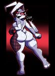  anthro big_breasts big_butt breasts butt chuyy curvy_figure female five_nights_at_freddy's five_nights_at_freddy's:_security_breach fur hi_res hourglass_figure humanoid knife lagomorph leporid mammal outline rabbit red_background red_outline scottgames simple_background solo steel_wool_studios stitch_(sewing) vanny_(fnaf) voluptuous white_body white_fur wide_hips 
