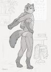  2021 alsares anthro butt_pose clothing digital_media_(artwork) fur hi_res lav male mammal multi_arm multi_limb mustelid pose solo standing underwear 