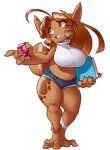  alpha_channel anthro arvol_(kevinsano) big_breasts bottomwear breasts brown_body brown_eyes brown_hair brown_skin clothing copper_(dorian-bc) cutoffs denim denim_clothing dorian-bc female hair hi_res huge_breasts humanoid midriff short_stack shorts solo wide_hips 