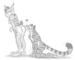  anthro blush breasts butt butt_kissing duo felid feline felis female fur hair kissing lynx male male/female mammal nicnak044 nicole_(nicnak044) nipples nude pantherine sketch tiger whiskers 