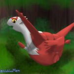  1:1 anus blubluumon butt dragon fangs female feral forest fur genitals hi_res latias legendary_pok&eacute;mon nintendo plant pok&eacute;mon pok&eacute;mon_(species) pussy raised_tail red_body solo tree video_games white_body white_fur wings yellow_eyes 