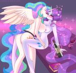 absurd_res anthro anthro_on_anthro big_breasts breast_size_difference breasts butt dildo equid equine female female/female friendship_is_magic hi_res horn kissing mammal my_little_pony princess_celestia_(mlp) rarity_(mlp) sex_toy strapon unicorn winged_unicorn wings xjenn9 