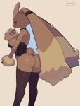  2021 absurd_res anthro big_breasts big_butt blush breasts butt clothed clothing corset female hi_res honeycalamari lagomorph legwear lingerie looking_at_viewer lopunny mammal nintendo pok&eacute;mon pok&eacute;mon_(species) simple_background solo standing stockings thigh_highs topwear video_games wrist_cuff 