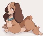  2021 bird_dog blush brown_body brown_eyes brown_fur canid canine canis claws cocker_spaniel collar disney domestic_dog feral floppy_ears fur hi_res hunting_dog lady_(lady_and_the_tramp) lady_and_the_tramp looking_away mammal short_tail solo spaniel tohupo 