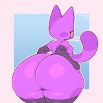  1:1 animal_crossing anthro big_butt bob_(animal_crossing) butt clothing domestic_cat felid feline felis frumples fur huge_butt legwear male mammal nintendo purple_body purple_fur thick_thighs thigh_highs video_games 