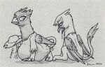  abdominal_bulge ambiguous_gender ambiguous_prey avian beak bird_feet bodily_fluids clothing doesnotexist drooling feral feral_pred giselle_(mlp) gryphon hat headgear headwear hi_res lidded_eyes mythological_avian mythology natalya_(mlp) paws saliva tail_tuft tuft vore 