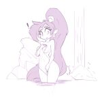  ! 2021 blush breasts conditional_dnp ear_piercing ear_ring eyebrows female fingers hair hi_res humanoid long_hair looking_at_viewer nipples nude piercing shantae shantae_(series) skinny_dipping solo sugarlesspaints video_games water waterfall wayforward 