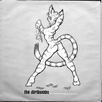  1998 album_cover anthro back_muscles barely_visible_genitalia barely_visible_pussy black_and_white breasts butt canid canine canis clothing cover domestic_cat domestic_dog ear_piercing ear_ring english_text felid feline felis female fur genitals grin hi_res holding_clothing holding_object holding_underwear in_the_red joe_rosales mammal money monochrome nipples nude piercing pinup pose pussy rear_view smile solo striped_body striped_fur stripes stripper text the_dirtbombs tiptoes underwear 