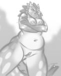  angry anthro breasts dragon female genitals hi_res monochrome nicnak044 nipples nude perspective pussy scalie sketch solo 