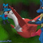  1:1 anus blubluumon butt fellatio female feral genitals grabbing_head group hi_res knot latias legendary_pok&eacute;mon lucario male male/female nintendo oral penetration penile penis pok&eacute;mon pok&eacute;mon_(species) pussy riolu sex tail_grab tongue vaginal vaginal_penetration video_games 