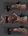  &lt;3 antlers bandage beast_(bloodborne) bloodborne canid canine canis clothing duo female feral fromsoftware hat headgear headwear hi_res horn human humor male mammal monster sharp_teeth sharpt00th simple_background sony_corporation sony_interactive_entertainment teeth top_hat vicar_amelia_(bloodborne) video_games wolf 