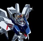  1980s_(style) 1990s_(style) absurdres blue_eyes character_name commentary earth_federation f91_gundam faux_retro_artstyle glint gundam gundam_f91 highres kds_(0049) mecha mecha_focus mobile_suit no_humans retro_artstyle robot roundel science_fiction solo space v-fin zero_gravity 