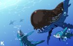  bandai_namco cetacean delphinoid digimon digimon_(species) dolphmon echolocation feral group kasugadn mammal marine scar sea swimming toothed_whale underwater water whamon 