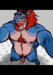  anthro armpit_hair beard blush body_hair dragon erection facial_hair genitals hair hi_res imnotjellyatall ivan_(imnotjellyatall) male navel nervous nervous_smile nipple_piercing nipples penis piercing pubes red_hair selfie shy solo 