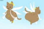  2026 accessory angel anklet anthro areola artist_name axoarts balls bell_anklet big_butt black_eyes brown_body brown_ears brown_fur brown_nipples brown_tail butt chastity_cage chastity_device clothing day digital_media_(artwork) domestic_cat feathered_wings feathers felid feline felis flying freckled_butt freckled_face freckled_hips freckles fur furgonomics genitals gold_(metal) gold_anklet gold_jewelry gold_tailband halo hi_res jewelry looking_back male mammal multicolored_body multicolored_fur nipples penis rear_view sky small_balls small_penis smile solo tail tail_accessory tailband text thick_thighs three-quarter_view translucent translucent_clothing two_tone_body two_tone_fur whiskers white_clothing white_wings wings 
