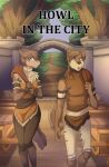  2021 5_fingers anthro bag black_nose braided_hair brother brother_and_sister brown_body brown_fur brown_hair canid canine canis carn_(wolfpack67) carrying carrying_over_shoulder cart clothed clothing comic cover cover_art cover_page digital_media_(artwork) duo english_text female fingers fur gate hair hi_res humanoid_hands looking_at_another looking_up male mammal open_mouth outside plant sibling sister text tree tribal tribal_clothing walking wolf wolfpack67 ziggie13 