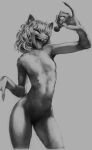  2021 absurd_res anthro biped breasts claws curled_hair digital_drawing_(artwork) digital_media_(artwork) eldritch_horror eyes_closed featureless_breasts featureless_crotch female fur grey_background greyscale hair hi_res holding_microphone holding_object long_fingers microphone missy_(napalm_express) monochrome napalm_express nude open_mouth open_smile portrait sharp_teeth simple_background small_breasts smile solo teeth three-quarter_portrait 