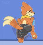  ambiguous_gender anthro buizel feces hi_res latex_clothing latex_shorts lutrine mammal messing messy mustela mustelid musteline nintendo pok&eacute;mon pok&eacute;mon_(species) ritzcat rubber scat soiled soiling solo true_musteline video_games 