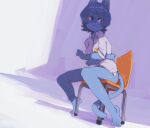  anthro bottomless cartoon_network chair clothed clothing domestic_cat edtropolis felid feline felis female furniture hi_res mammal nicole_watterson shirt sitting solo the_amazing_world_of_gumball topwear 