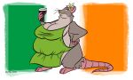 2024 alcohol anthro apron apron_only beer beer_glass belly beverage big_belly big_breasts breasts buckteeth clothing digital_media_(artwork) dutch_(artist) female flat_colors flower_on_head fur grey_body grey_fur guinness hi_res huge_breasts irish irish_flag mammal mature_anthro mature_female multicolored_body multicolored_fur murid murine obese obese_anthro obese_female overweight overweight_anthro overweight_female rat rodent solo teeth thick_thighs two_tone_body two_tone_fur whiskers