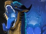 anthro blue_body blue_hair bodily_fluids dragon drembonaarkrah drooling drooling_tongue fangs feral fin fire flippers hair hi_res hoffersanchez horn light_mouth male mouth_shot mythological_creature mythological_scalie mythology open_mouth piercing saliva scales scalie snout spikes teeth throat tongue tongue_out yellow_body yellow_eyes