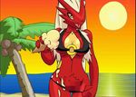  bikini blaziken censored food furry ice_cream kirbopher pokemon swimsuit 