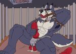 abs absurd_res anal anal_masturbation anal_penetration animal_dildo animal_genitalia animal_penis animal_sex_toy anthro armpit_hair ball_gag balls bdsm belly biceps black_nose blue_body bodily_fluids body_hair bondage bound bracelet cage caged canid canine canine_dildo canine_genitalia canine_penis canis chastity_belt chastity_device claws collar cum cum_drip cum_while_chaste cum_while_penetrated cushion digital_media_(artwork) dildo dildo_in_ass dildo_insertion discarded_dildo domestic_dog dripping emanata feet frustrated frustration_cloud fur gag gagged genital_fluids genitals grey_body grey_fur hand_behind_back harness hi_res husky inside jewelry knot knotted_dildo lube_on_dildo male male_penetrated mammal masturbation motivational_poster muscular muscular_anthro muscular_male muscular_sub muzzle_(object) muzzle_gag muzzled name_on_collar nipples nordic_sled_dog nude object_in_ass pecs penetration penis pet_name petplay plug_(sex_toy) poster potheplatypus precum puppyplay reclining restraints roleplay sex_toy sex_toy_in_ass sex_toy_insertion sitting solo spiked_bracelet spiked_collar spikes spitz strapon strapon_over_chastity submissive submissive_male tuft whisker_spots white_belly wolf