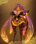 2024 animal_humanoid antennae_(anatomy) arthropod arthropod_humanoid bee_humanoid big_breasts breasts camel_toe female fingers gausscannon hair hand_on_hip hi_res humanoid hymenopteran hymenopteran_humanoid insect insect_humanoid purple_hair solo standing tail wide_hips wings