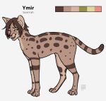  2019 ambiguous_gender attack_on_titan brown_body brown_fur brown_hair brown_spots domestic_cat felid feline felis feral feral_with_hair feralized freckles fur green_eyes green_sclera hair long_legs mammal mixed_breed pink_nose quadruped savannah_cat sharp_teeth short_hair silveyytm simple_background smile solo spots stripes tan_body tan_fur teeth white_background ymir_(shingeki_no_kyojin) 