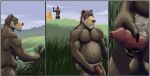 anthro balls bear beard black_nose brown_body brown_fur butt comic duo erection facial_hair father_(lore) father_and_child_(lore) father_and_son_(lore) fur genitals grass hi_res imminent_masturbation male mammal mature_anthro mature_male musclegut muscular muscular_anthro muscular_male nature navel nipples nude nude_anthro nude_male outdoor_nudity outside parent_(lore) parent_and_child_(lore) parent_and_son_(lore) penis plant sampsonwoof son_(lore) standing tall_grass tent