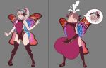 5_fingers balls before_and_after big_balls big_penis body_part_transformation cock_transformation cuff_(restraint) digital_drawing_(artwork) digital_media_(artwork) ejaculation english_description fairy female fingers fire_emblem fire_emblem_heroes genitals grey_background hair heart_symbol hi_res huge_balls huge_penis humanoid humanoid_genitalia humanoid_penis humanoid_pointy_ears hyper hyper_balls hyper_genitalia hyper_penis nintendo penis pink_eyes plumeria_(fire_emblem) pointy_ears ponytail quickswift restraints signature simple_background solo standing transformation winged_humanoid wings wrist_cuffs