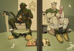 anthro balls bathroom black_body black_fur blush bodily_fluids boots bottomwear bottomwear_down clock clothed clothing combat_boots cum cumshot dog_tags domestic_cat ejaculation equid equine felid feline felis female fingering footwear foreskin fur genital_fluids genitals hi_res horse humanoid_genitalia humanoid_penis leaking_cum looking_at_porn looking_down magazine male male/male male_anthro mammal masturbation military military_clothing military_hat military_uniform musk musk_cloud nipples pants pants_around_ankles pants_down partially_clothed penis porn_magazine pornography public_restroom raised_clothing restroom_stall russell_ashwood_(thekbear) shoes socks thekinkybear toilet_paper uniform vaginal vaginal_fingering vein veiny_penis watch whiskers wiping_cum wristwatch