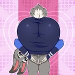 anthro bent_over big_butt butt clothing disney dress european_rabbit eyelashes female heart_symbol hi_res judy_hopps lagomorph leporid looking_at_viewer mammal meme oryctolagus praise_da_booty_(meme) purple_eyes rabbit rinarinara scut_tail short_tail signature solo tail wide_hips zootopia