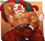  2021 :3 abs animal_humanoid arm_hair armpit_hair barazoku beard biceps big_bulge big_muscles biped body_hair boots bottomwear bulge bulge_grab c_andreartz chest_hair clothed clothing cookie_run digital_media_(artwork) eggnog_cookie eyebrows facial_hair felid felid_humanoid food food_creature footwear gloves hair hairy hand_behind_head handwear humanoid lion_humanoid looking_at_viewer male mammal mammal_humanoid muscular muscular_humanoid muscular_male mustache one_eye_closed pantherine pantherine_humanoid pants pecs pinup pose red_nose sack smile solo tail_tuft tan_body tan_skin topless tuft white_hair wink 