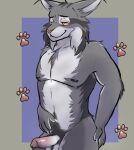 absurd_res anthro blush breasts canada_lynx claws colored digital_drawing_(artwork) digital_media_(artwork) disney felid feline foreskin fur genitals grey_body grey_fur hair hi_res holding_butt humanoid_genitalia humanoid_penis looking_at_viewer lynx male male/male mammal nadizguy nipples nude pawbert_lynxley pawpads penis pubes shaded simple_background smile smirk solo yellow_eyes zootopia