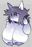 areola big_areola big_breasts big_nipples blush breasts choker female fur glistening glistening_breasts hair huge_breasts jewelry loudnormal4 necklace nipples pink_areola purple_hair solo tem temmie_(undertale) undertale undertale_(series) white_body white_fur