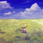 2020 absurd_res ambiguous_gender brown_body brown_fur brown_tail canid cloud day detailed detailed_background digital_media_(artwork) digital_painting_(artwork) dipstick_tail eevee feral field fur geboku generation_1_pokemon grass hi_res mammal markings monotone_tail multicolored_body multicolored_fur multicolored_tail neck_tuft nintendo outside painting_(artwork) plant pokemon pokemon_(species) quadruped rear_view shaded sitting sky solo tail tail_markings tuft two_tone_body two_tone_fur two_tone_tail white_body white_fur white_tail