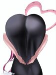  1girl amen_pose_(meme) artist_logo ass black_dress black_nails commentary dress fingernails from_behind heart highres hololive hololive_english logo long_hair meme nail_polish panther_girl panther_tail pink_hair pink_tail raora_panthera solo ssiiiyyaa tail top-down_bottom-up virtual_youtuber white_background 